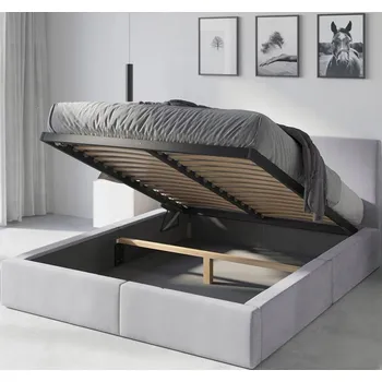 Postel Čalouněná dvoulůžková postel INTERBEDS 140x200 v odstínech šedé