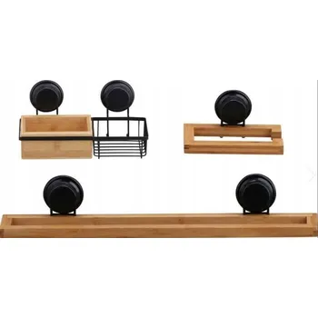 Dávkovač mýdla Bambusová koupelnová sada Welltime, držák na toaletní papír, dávkovač mýdla, držák na ručník