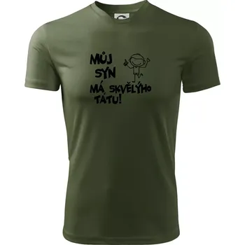 Pánské tričko Můj syn má skvělýho tátu - Pánské triko Fantasy sportovní (dresovina) - 3XL ( Khaki )