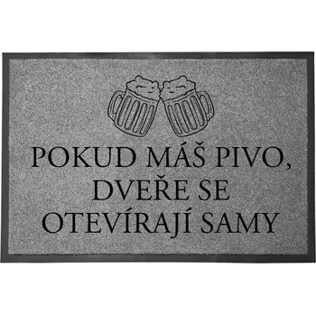 Rohožka Vstupní rohožka šedá pod dveře Dárek Vtipná dekorativní Máš pivo