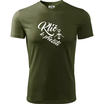 Vývrtka mechanická - Klíč k přežití - Pánské triko Fantasy sportovní (dresovina) - M ( Military )