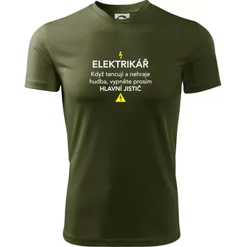 Elektrikář - hlavní jistič - Pánské triko Fantasy sportovní (dresovina) - 3XL ( Military )