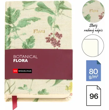 Blok Miquelrius poznámkový zápisník - Botanical Flora, A6, 80 g, karton + textil, 96 listů, čistý, Mediterranean