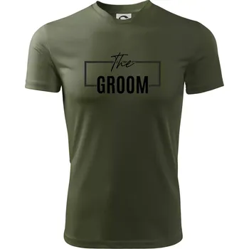Pánské tričko Trika na rozlučku ve čtverci - The Groom - Pánské triko Fantasy sportovní (dresovina) - XL ( Khaki )