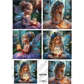 Umělecký papír Rýžový a soft papír na decoupage - Víla světluška - KB01800 Materiál: Rýžový papír, Rozměr: A4