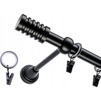 Garnýž GARNÝŽ JEDNOŘADÁ 200 CM 19MM ČERNÁ MATNÁ BÍLÁ SATÉNOVÁ S KONCOVKAMI