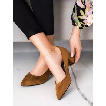 Dámské lodičky Klasické hnědé lodičky dámské na širokém podpatku 36