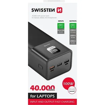 Powerbanka Powerbanka Swissten 40000 mAh černá