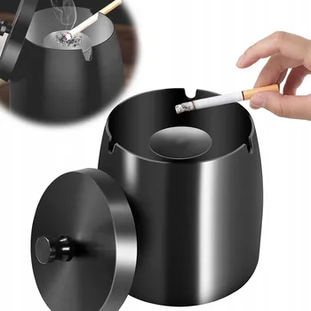 Popelník UZAVŘENÝ POPELNÍK POPELNÍK Z NEREZOVÉ OCELI NA ZAHRADU NEBO BALKON