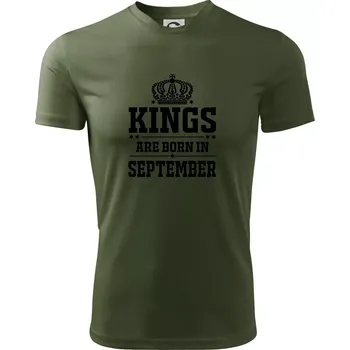 Kings are born in September - Pánské triko Fantasy sportovní (dresovina) - XL ( Khaki )