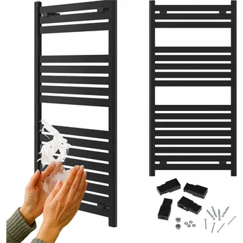 Radiátor Koupelnový radiátor nástěnný vodní 120x60 ČERNÝ žebříkový radiátor ENZO