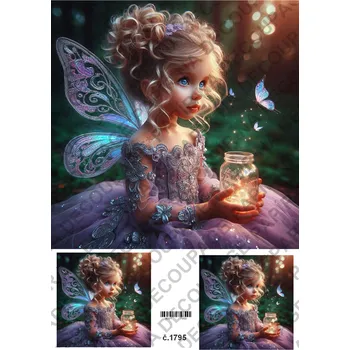 Umělecký papír Rýžový a soft papír na decoupage - Víla světluška - KB01795 Materiál: Rýžový papír, Rozměr: A4