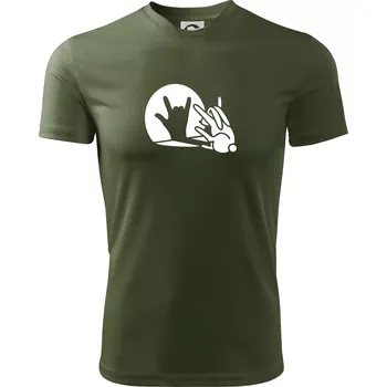 Pánské tričko Zajíc stín rock - Pánské triko Fantasy sportovní (dresovina) - S ( Khaki )