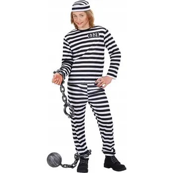 Karnevalový kostým KOSTÝM VĚZEŇ ODSOUZENEC S PRUHY 128