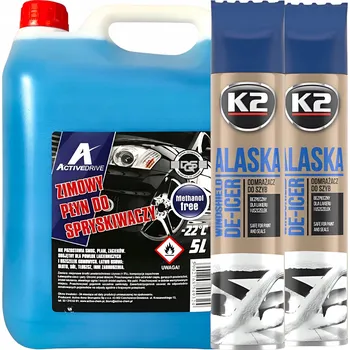 Směs do ostřikovače Zimní kapalina do ostřikovačů + 2 x Odmrazovač skel a zrcátek K2 ALASKA