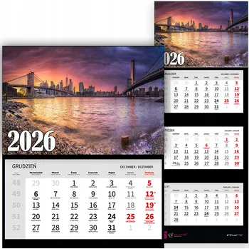 Obraz TRÍDÍLNÝ NÁSTĚNNÝ KALENDÁŘ 2026 KRAJINA PŘÍRODA SAN FRANCISCO VZ