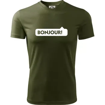 Pánské tričko Nápis Bonjour - Pánské triko Fantasy sportovní (dresovina) - XL ( Military )