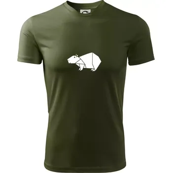 Pánské tričko Origami kapybara - Pánské triko Fantasy sportovní (dresovina) - 2XL ( Military )