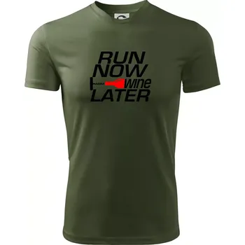 Pánské oblečení Run now Wine later - Pánské triko Fantasy sportovní (dresovina) - S ( Khaki )