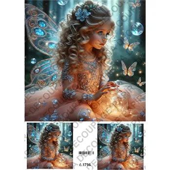 Umělecký papír Rýžový a soft papír na decoupage - Víla světluška - KB01796 Materiál: Soft, Rozměr: A4