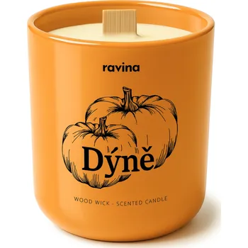 Svíčka Vonná svíčka Dýně ve skle s dřevěným knotem – Ravina