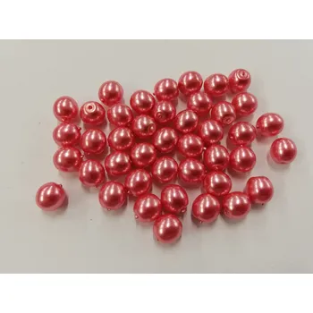 Dětské navlékací korálky Voskované perly 6mm - tmavě lososová - 20 g