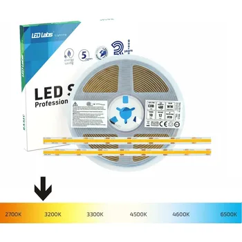 LED osvětlení BEZPEČNÁ LED PÁSKA 12V COB 1920 TEPLÁ BÍLÁ 5m