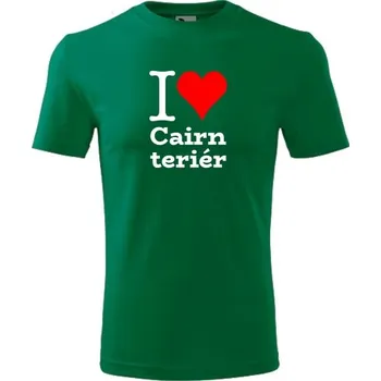 Chlapecké tričko Zelené dětské tričko I love Cairn teriér - dárek pro malého pejskaře / pejskařku - barva zelená - velikost 8let