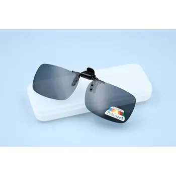 Sluneční brýle Sluneční polarizační klips QiiM P-23 na dioptrické brýle, šedý, s pouzdrem, unisex (Polarizační klips na brýle | Šedé polarizační čočky | Ochrana očí | UV filtr | Řidičské brýle | Sportovní brýle | Klip na dioptrické brýle | Rybářský klip)