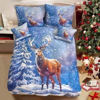 Povlečení 3 dílné povlečení Polycotton Vánoční White Tree 200x140cm+90x70cm TiaHome