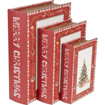 Úložný box Clayre & Eef - Sada tří úložných boxů BOOKS CHRISTMAS TREE 65755