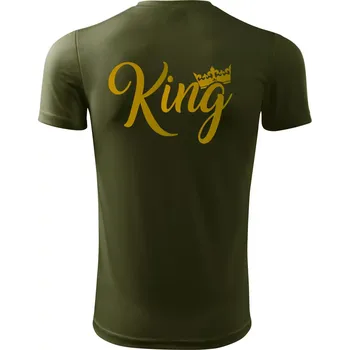 Pánské tričko King Queen Rodinná zlatá - Pánské triko Fantasy sportovní (dresovina) - L ( Military )