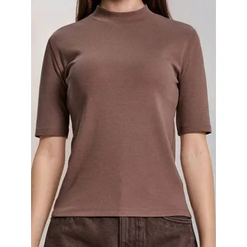 Dámské tričko Sinsay - Bavlněné tričko Basic - hnědá - 517EU-84J - 517EU-84J-S