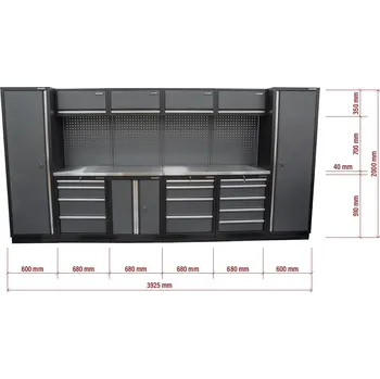 Dílenský stůl AKČNÍ SET Sestava 10 ks dílenského nábytku SET-CA01046 s nerezovou pracovní deskou MB-TGW53S