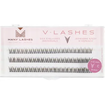 Umělé řasy Řasy pro prodlužování v trsech ManyLashes V-Lashes 0,10 8 mm zakřivení C černé