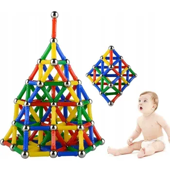 ostatní stavebnice 206 DÍLKŮ MAGNETICKÉ STAVEBNICE VELKÉ STAVEBNÍ PRO DĚTI MAGNETIC BLOCKS