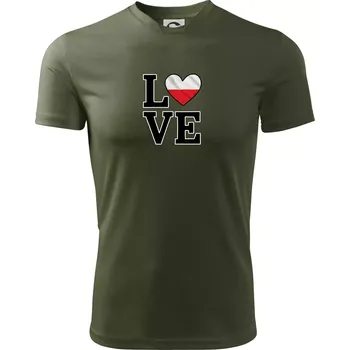 Pánské tričko Love Polská vlajka - Pánské triko Fantasy sportovní (dresovina) - S ( Khaki )