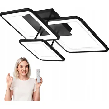 Stropní svítidlo LED 72W ČERNÁ STROPNÍ SVÍTIDLO LUSTR GEOMETRICKÝ + DÁLKOVÝ OVLADAČ 3 BARVY SVĚTLA