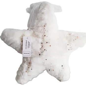 Vánoční ozdoba Závěsná ozdoba na stromeček Velká plyšová hvězda 23 cm šedá