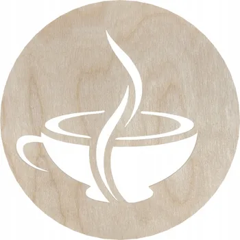 Obraz DŘEVĚNÁ PODLOŽKA POD HRNEK ŠÁLEK SKLENICI ZE DŘEVĚNÉ PŘEKLIŽKY KÁVA PÁRA