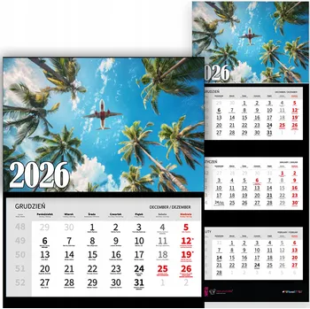 Obraz TRÍDÍLNÝ NÁSTĚNNÝ KALENDÁŘ NA ROK 2026 KRAJINA PŘÍRODA HAVAJ MIX VZORŮ