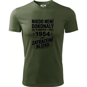 Pánské tričko Nikdo není dokonalý ale ti narození v roce 1954 jsou zatraceně blízko - Pánské triko Fantasy sportovní (dresovina) - S ( Khaki )