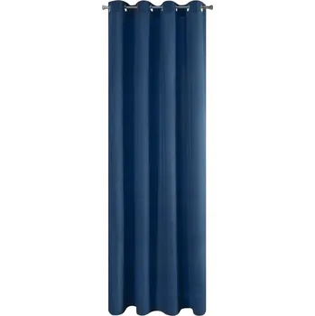 Obraz Krásný tmavě modrý závěs jednoduchý hladký s kroužky