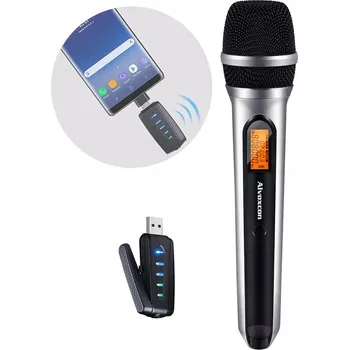 Mikrofon Bezdrátový Mikrofon s USB Přijímačem Dynamický Alvoxcon pro Nahrávání