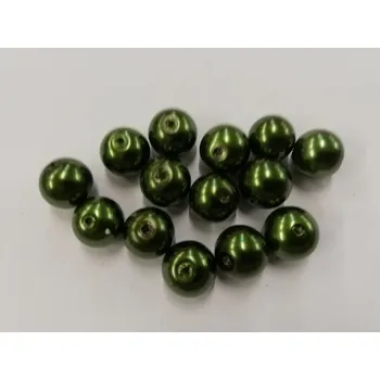 Dětské navlékací korálky Voskované perly 8mm - tmavě zelená - 20 g