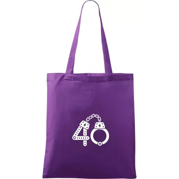 Narozeninové tričko pro policajta - pouta 40 - Taška bavlněná - 42 x 38 cm ( Fialová )