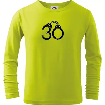 Chlapecké oblečení Narozeninové tričko pro policajta - pouta 30 - Triko dětské Long Sleeve - 146 cm/10 let ( Limetková )