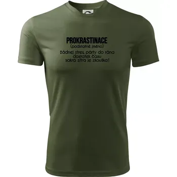 Pánské oblečení Prokrastinace - TEXT - Pánské triko Fantasy sportovní (dresovina) - 2XL ( Khaki )