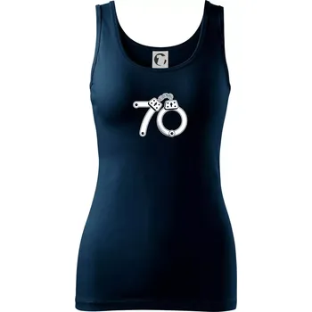 Dámské tričko Narozeninové tričko pro policajta - pouta 70 - Dámské tílko - M ( Námořní modrá (velmi tmavá - téměř černá) )