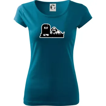 Dámské tričko RIP - Náhrobek - Jitrnice - Ovečka - Dámské triko Pure - M ( Petrolejová )